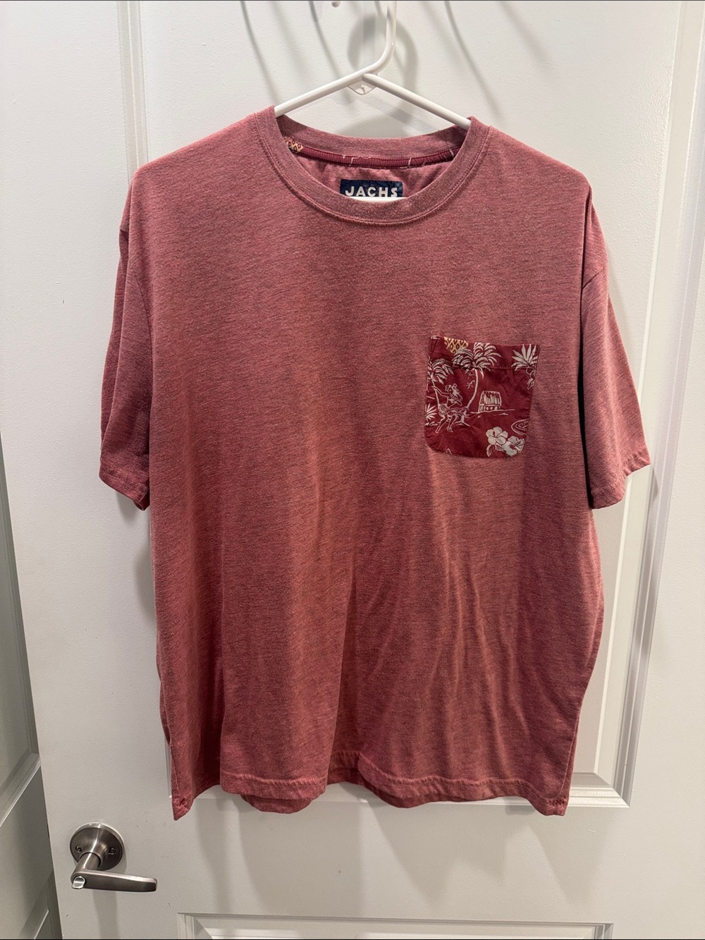 Jachs Vintage Rose Short-Sleeve Crewneck Tee with Patterned Pocket